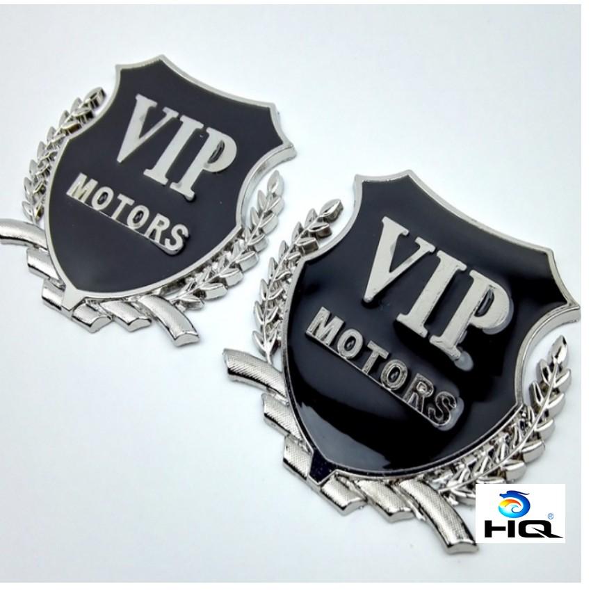 Logo xe Ô tô VIP MOTORS bông lúa,tặng khăn lau đa năng 206277