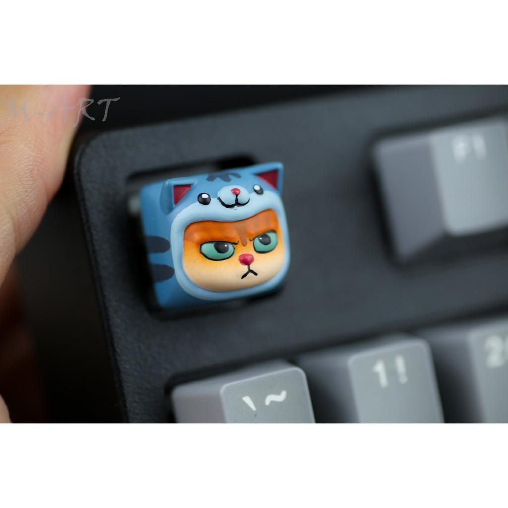 Keycap resin handmade mặt mèo giận dữ đáng yêu