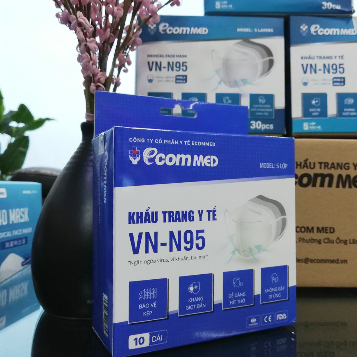 Khẩu Trang N95 EcomMed Combo 3 Hộp (10 cái/Hộp)