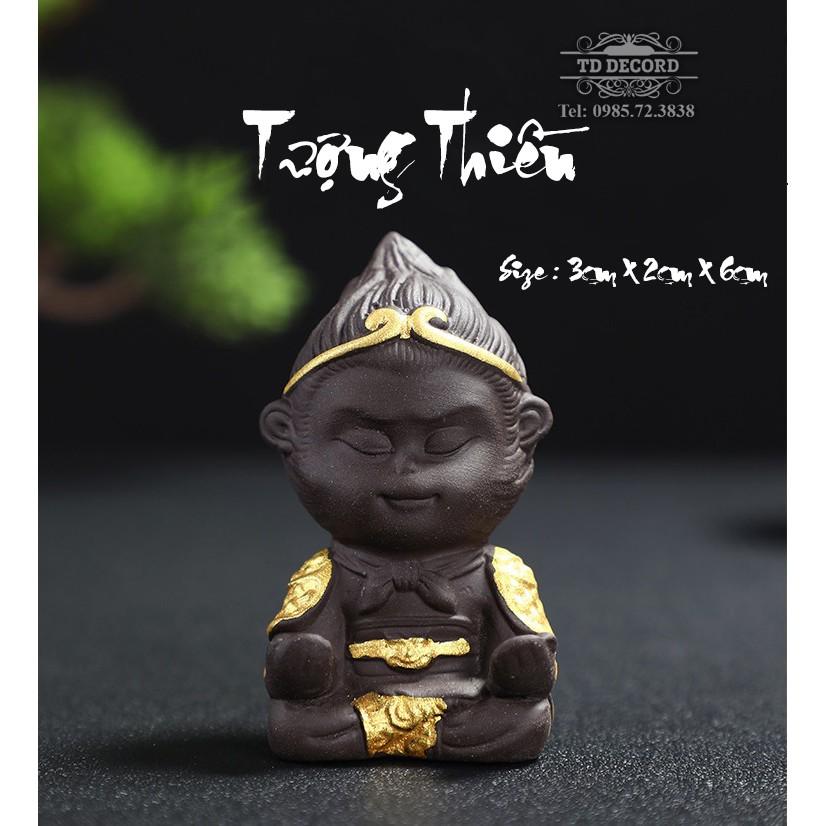 Tượng Tôn Ngộ Không Size Mini 6cm , Tượng Tôn Ngộ Không Bái Thiền Bằng Gốm