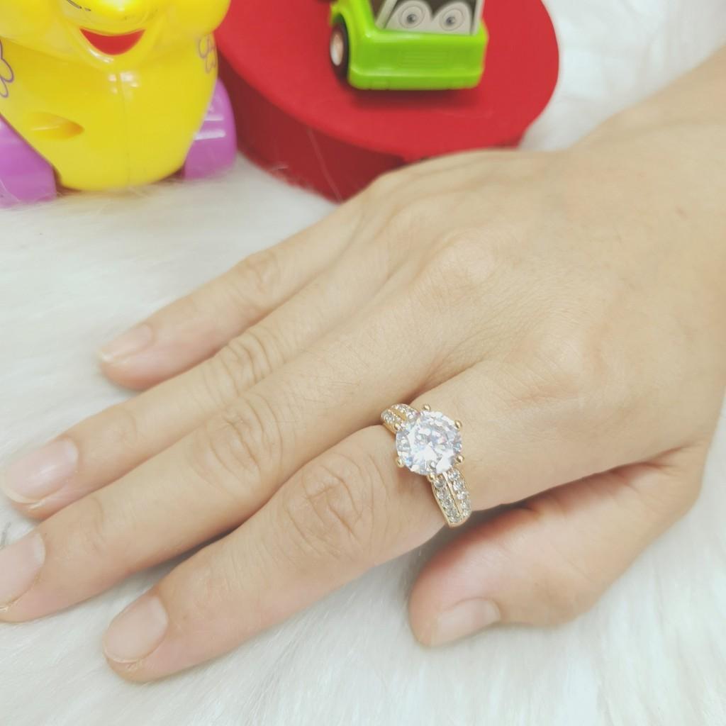 Nhẫn Nữ 1 Đá To vàng vonfram cao cấp-Dùng tắm rửa thoải mái không phai màu,