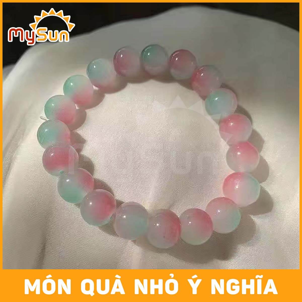 Vòng chuỗi hạt đeo tay đá thạch anh tóc trắng, tím, xanh, đỏ cho nam nữ đẹp MySun