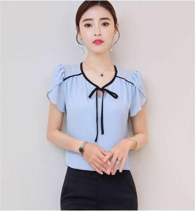 Aó công sở vai nhúng tay búp sen
