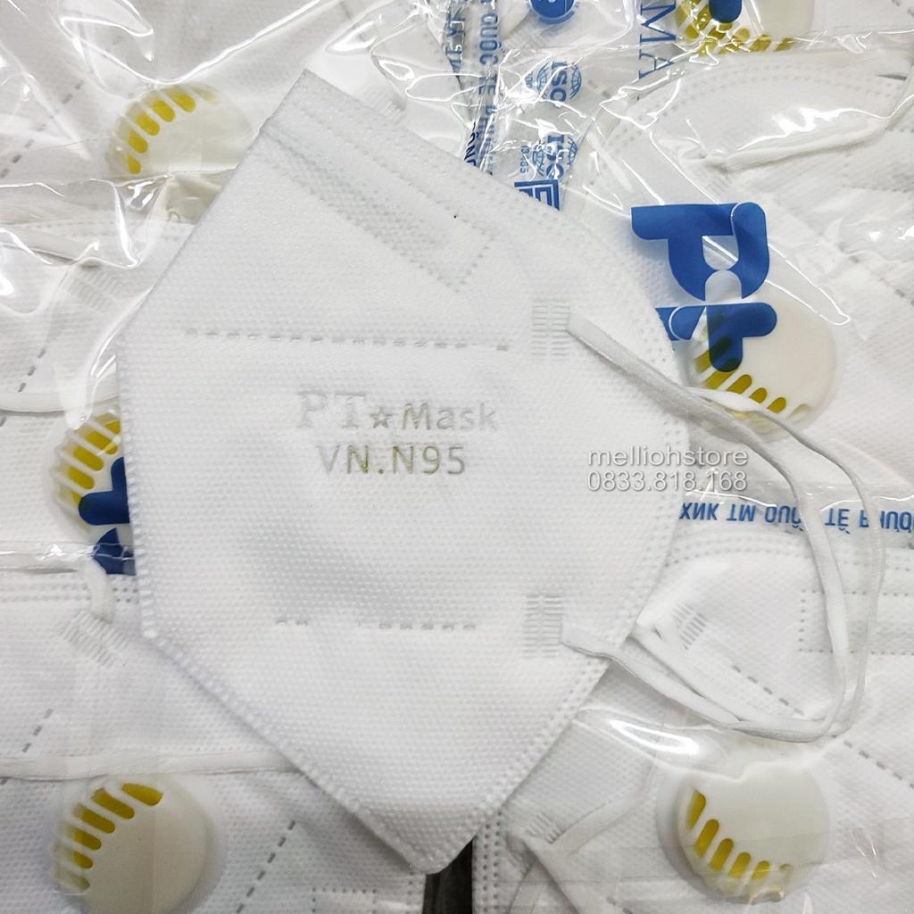 Hộp 10 Cái Khẩu Trang VNN95 PT Mask, Có Van Thở, kháng Khuẩn, Chống Bụi Siêu Mịn PM2.5, Màu Trắng