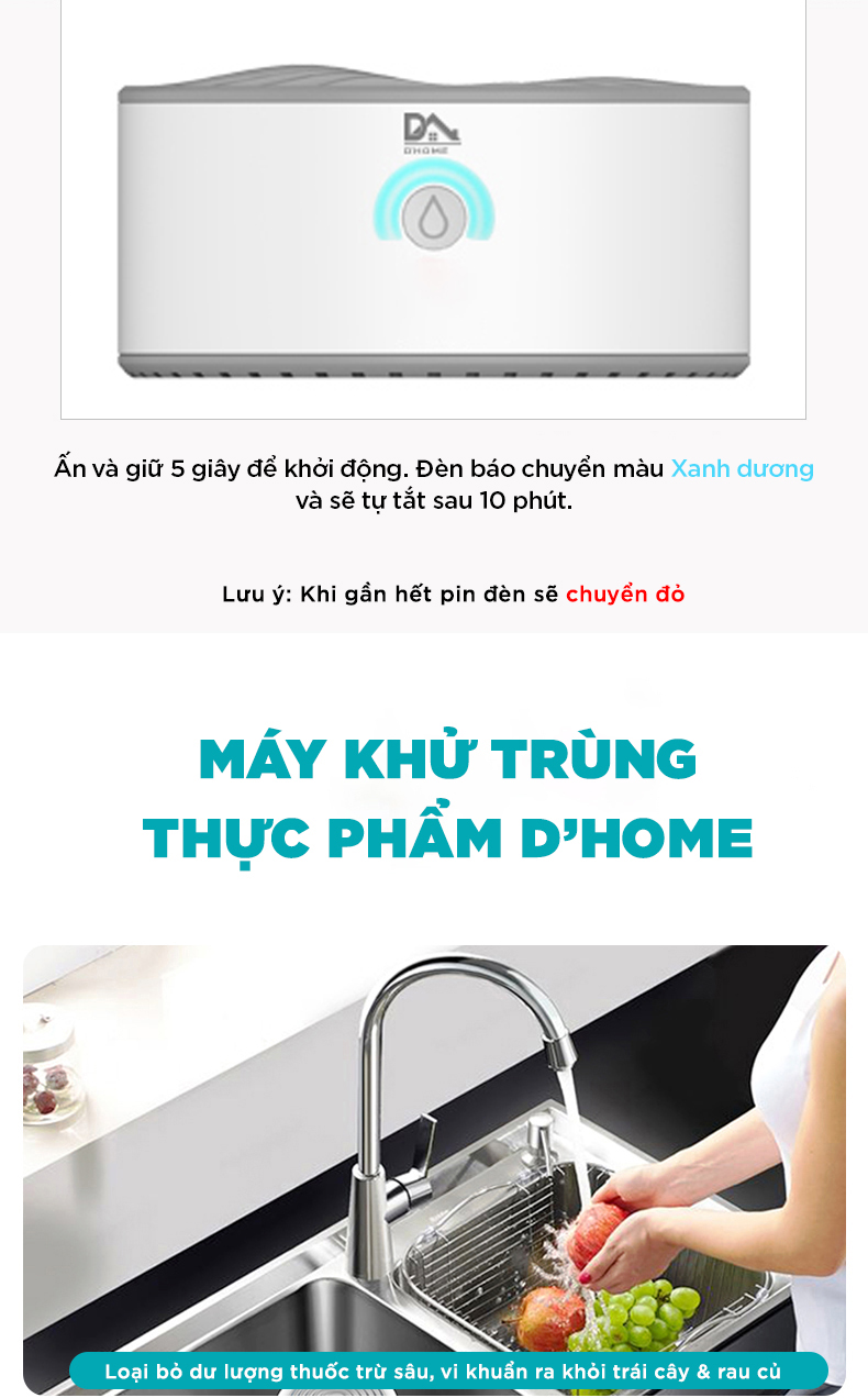 Máy rửa và khử trùng thực phầm D'HOME COH10-C5B - Hàng Chính Hãng