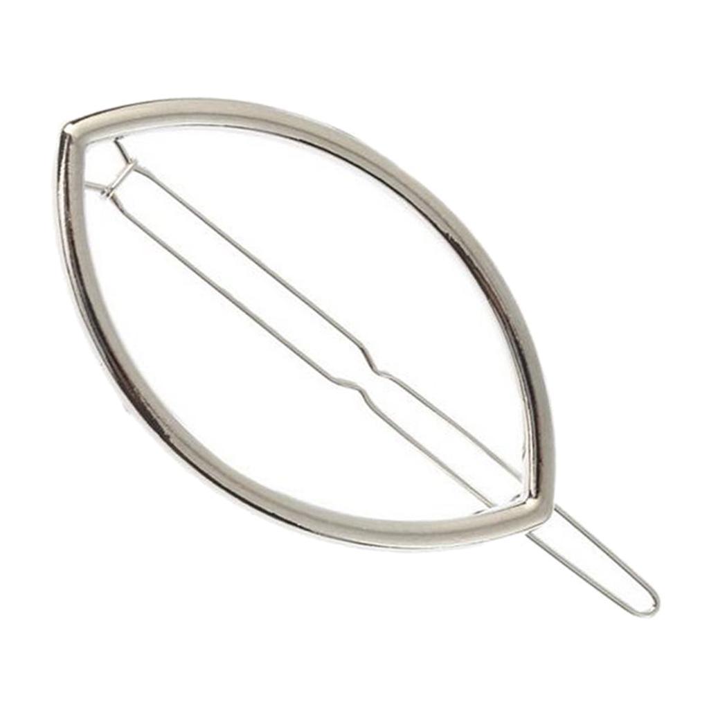 2x Geometric Hairpin Clip Delicate Alloy Oval Snap Clip for Hair Ladies Hairstyle