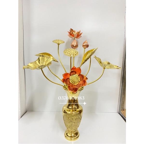 Combo lọ hoa sen lục bình bằng đồng lọ hoa bằng đồng 32cm