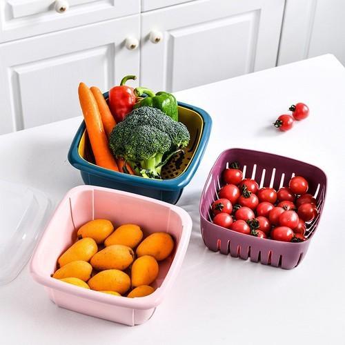 Bộ rổ chậu vuông, có nắp đậy tiện lợi