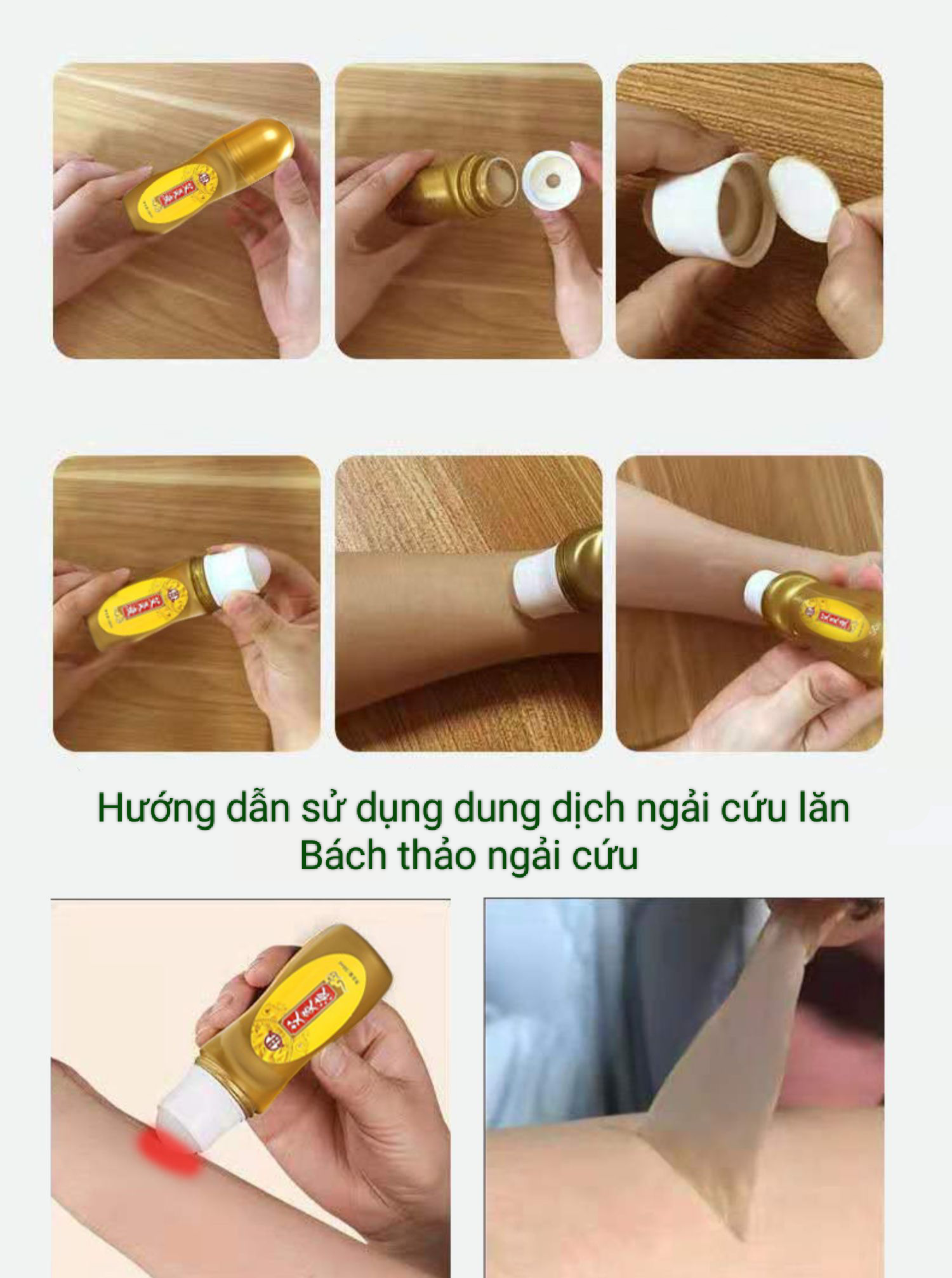 Dung dịch ngải cứu đông y.Hộp lăn cứu ngải tạo màng giữ ấm nóng giảm đau cơ xương khớp