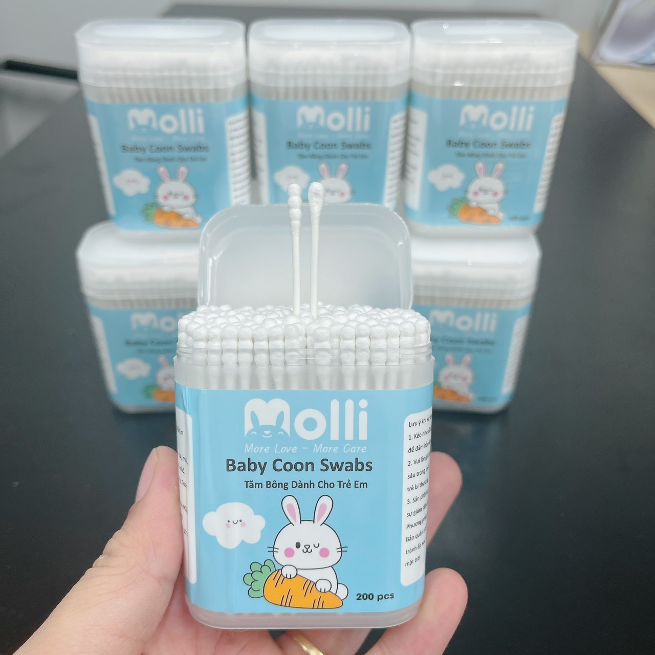 Tăm bông cao cấp Molli/ Misuta / Emma kids cho bé - Hộp 200 que