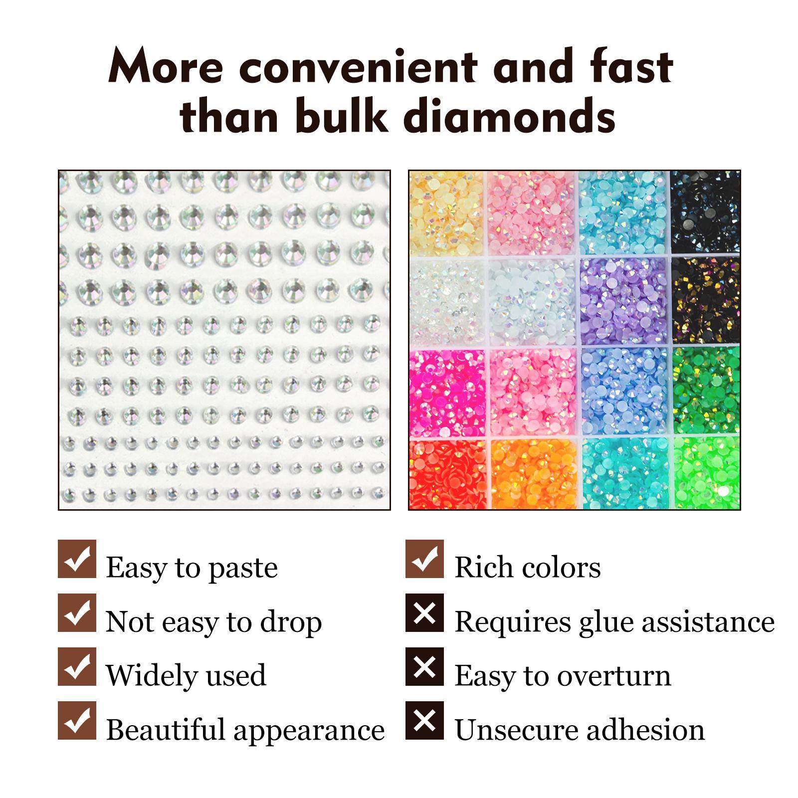 2x Clear Rhinestones Stickers Assorted Size Flash for Face