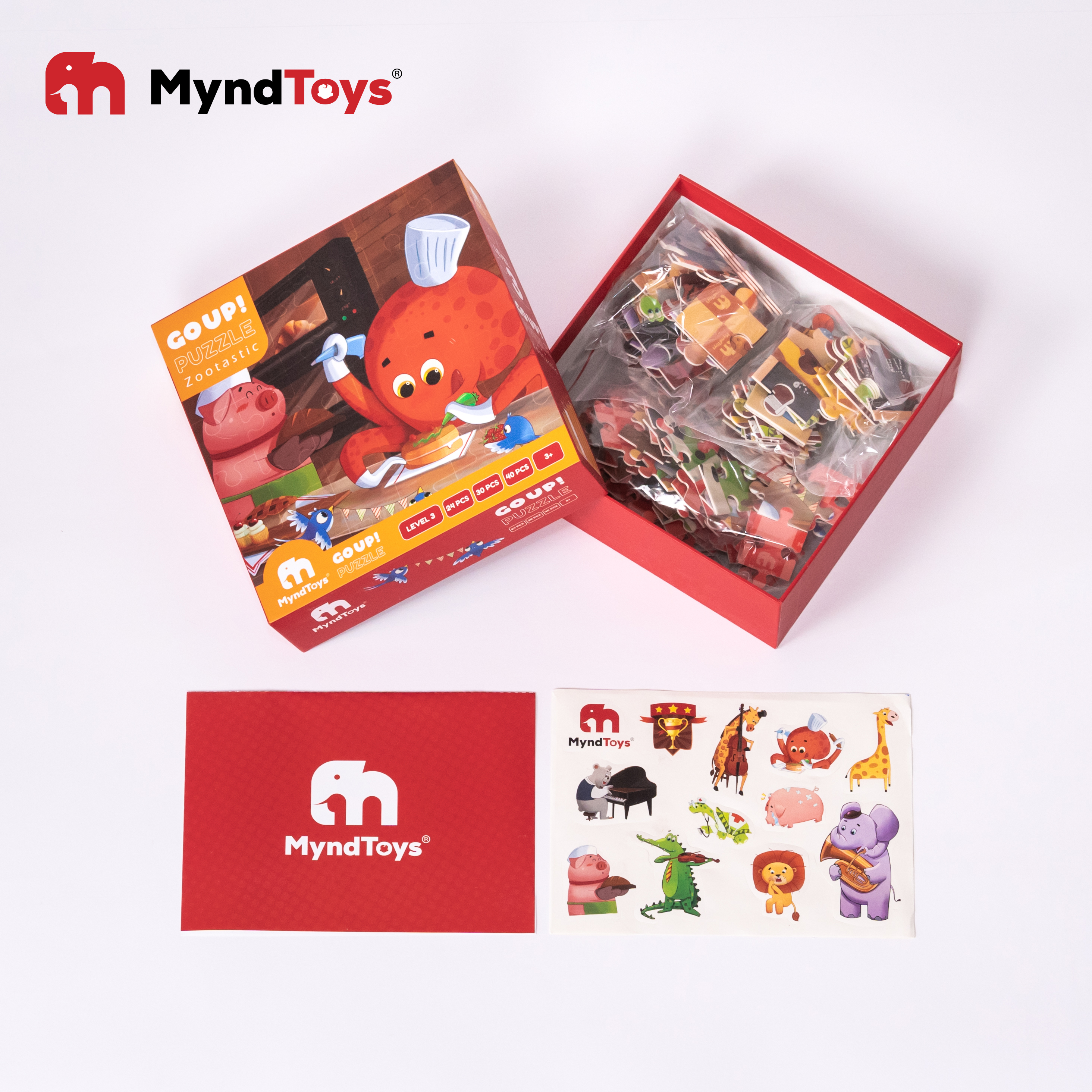 Đồ chơi giáo dục, bộ xếp Hình Myndtoys Go Up! Puzzle Level 3 - Zootastic