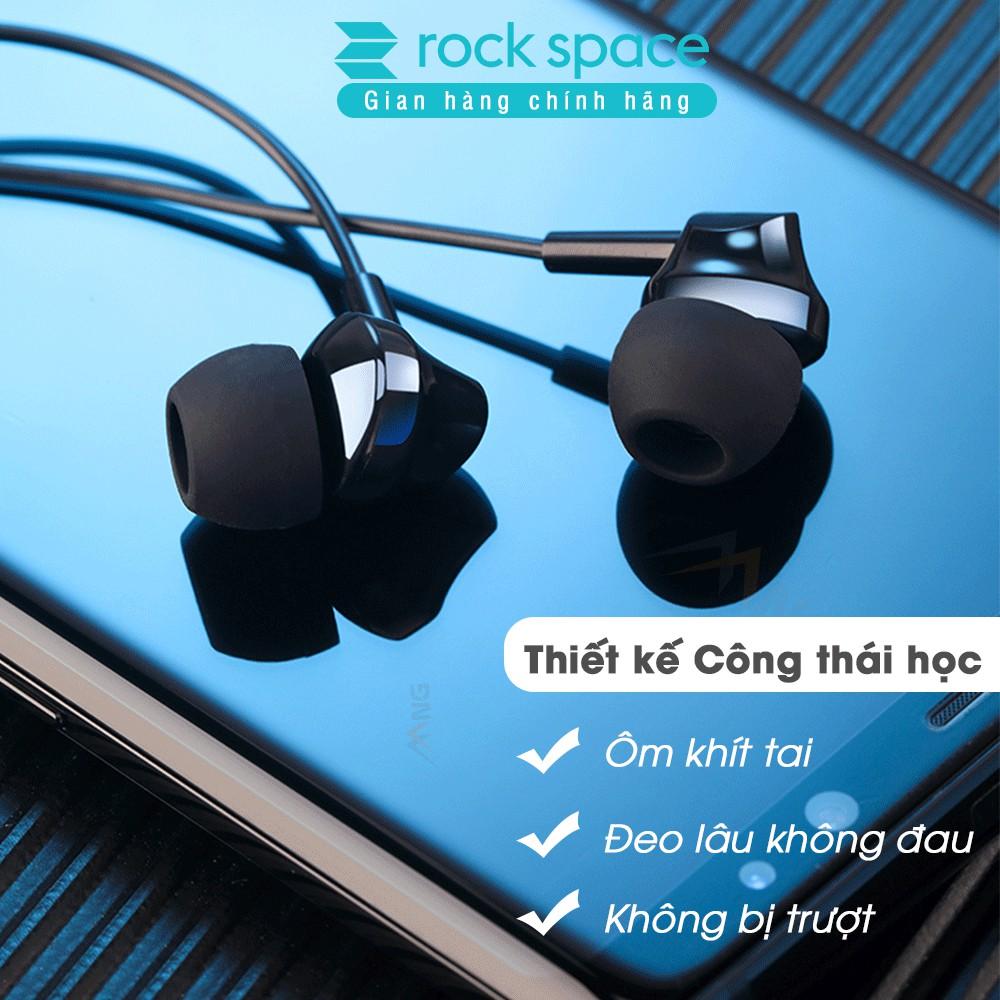 Tai nghe có dây Rockspace ES01 nhét tai dành cho samsung iphone máy tính có mic - Hàng chính hãng 