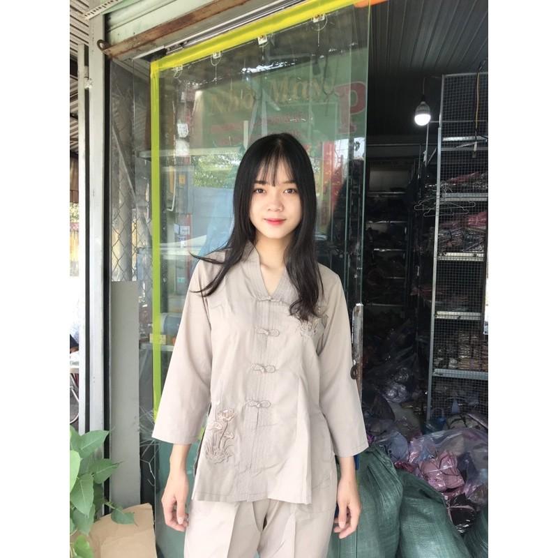Đồ Lam Đi Chùa Pháp Phục Phật Giáo Bà Lai Tim s1