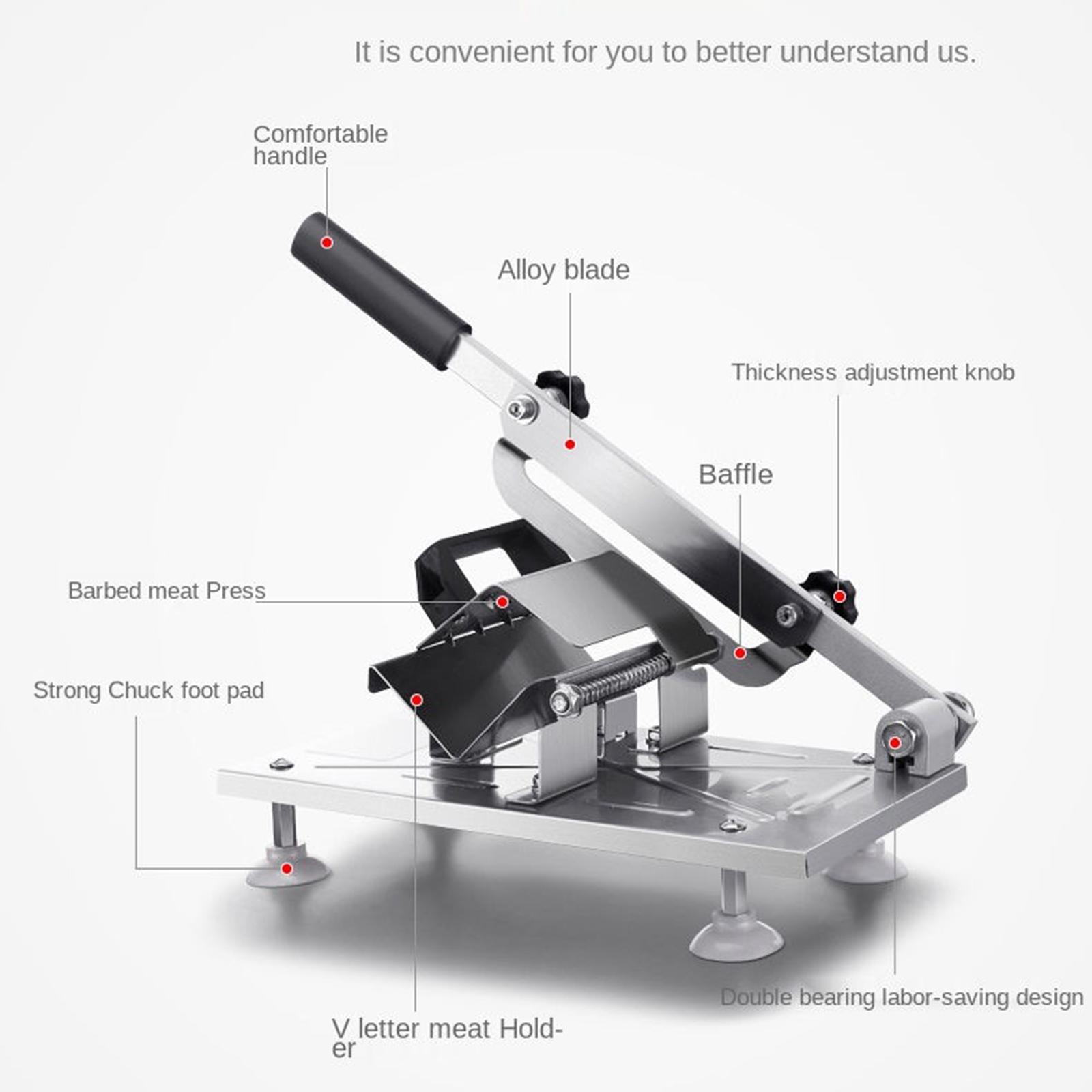Manual Meat Slicer Household Stainless Steel Cutting Slicing Machine Chicken Lamb Herb Pastry Cutter for Home Cooking