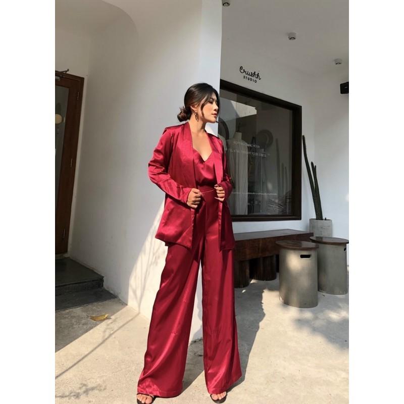 (MAY DƯ CHO KHÁCH) SET VEST ĐỎ XỊN XÒ size S M L (ẢNH THẬT 100%)