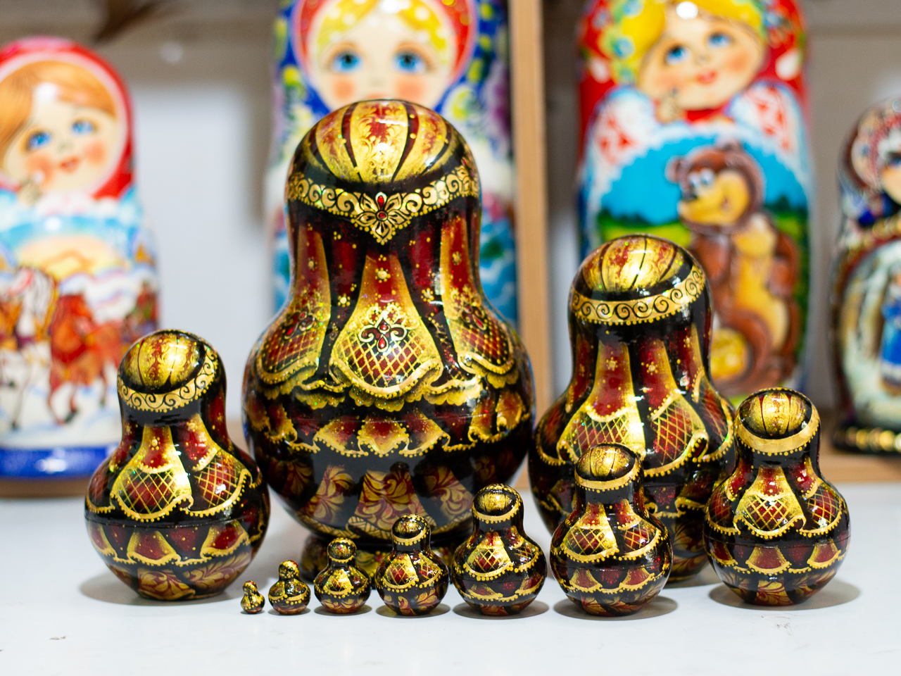 BỘ BÚP BÊ NGA MATRYOSHKA 10 LỚP CAO 22CM VẼ HOA VĂN "CHUYỆN CỔ TÍCH PUSHKIN" CỰC ĐẸP VÀ SANG TRỌNG ĐỘC ĐÁO