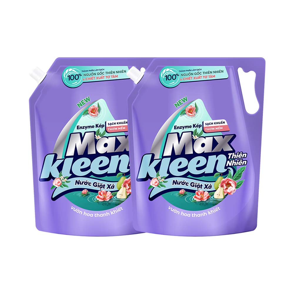 Combo 2 Túi Nước Giặt Xả MaxKleen Thiên Nhiên Hương Vườn Hoa Thanh Khiết 2.2kg