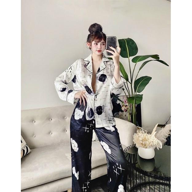 HÀNG VỀ BỘ PYJAMA DÀI HỌ TIẾT ĐEN CAO CẤP