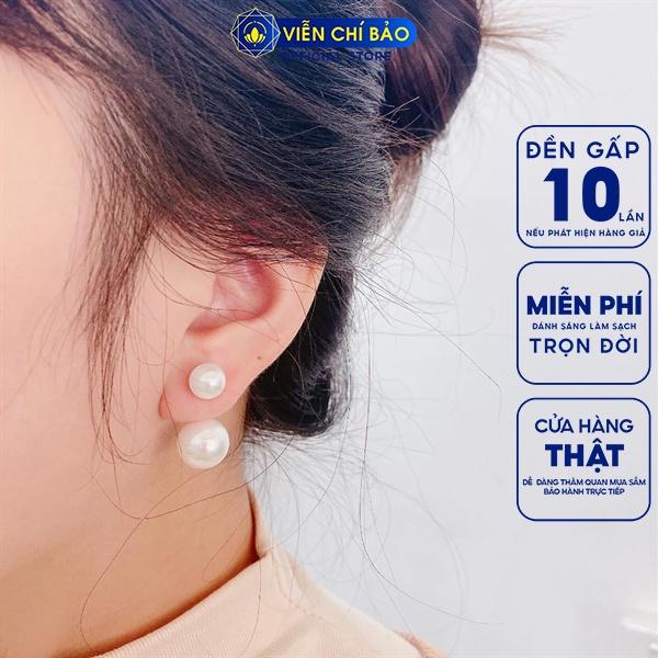 Bông tai bạc nữ Dior đính trái châu chất liệu bạc S925 thời trang phụ kiện trang sức nữ Viễn Chí Bảo B400274