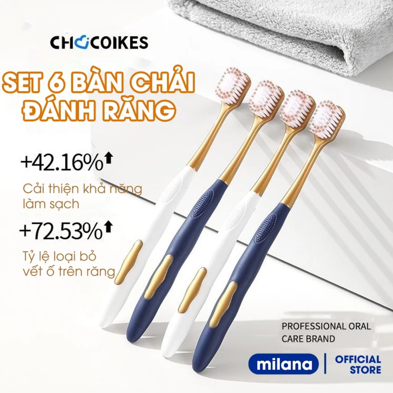 Combo 6 Bàn Chải Đánh Răng Nội Địa Trung CHOCOIKES Lông Mềm, Bót Đánh Chải Siêu Êm, Làm Sạch Sâu Đánh Sạch Mảng Bám -HÀNG CHÍNH HÃNG MINIIN