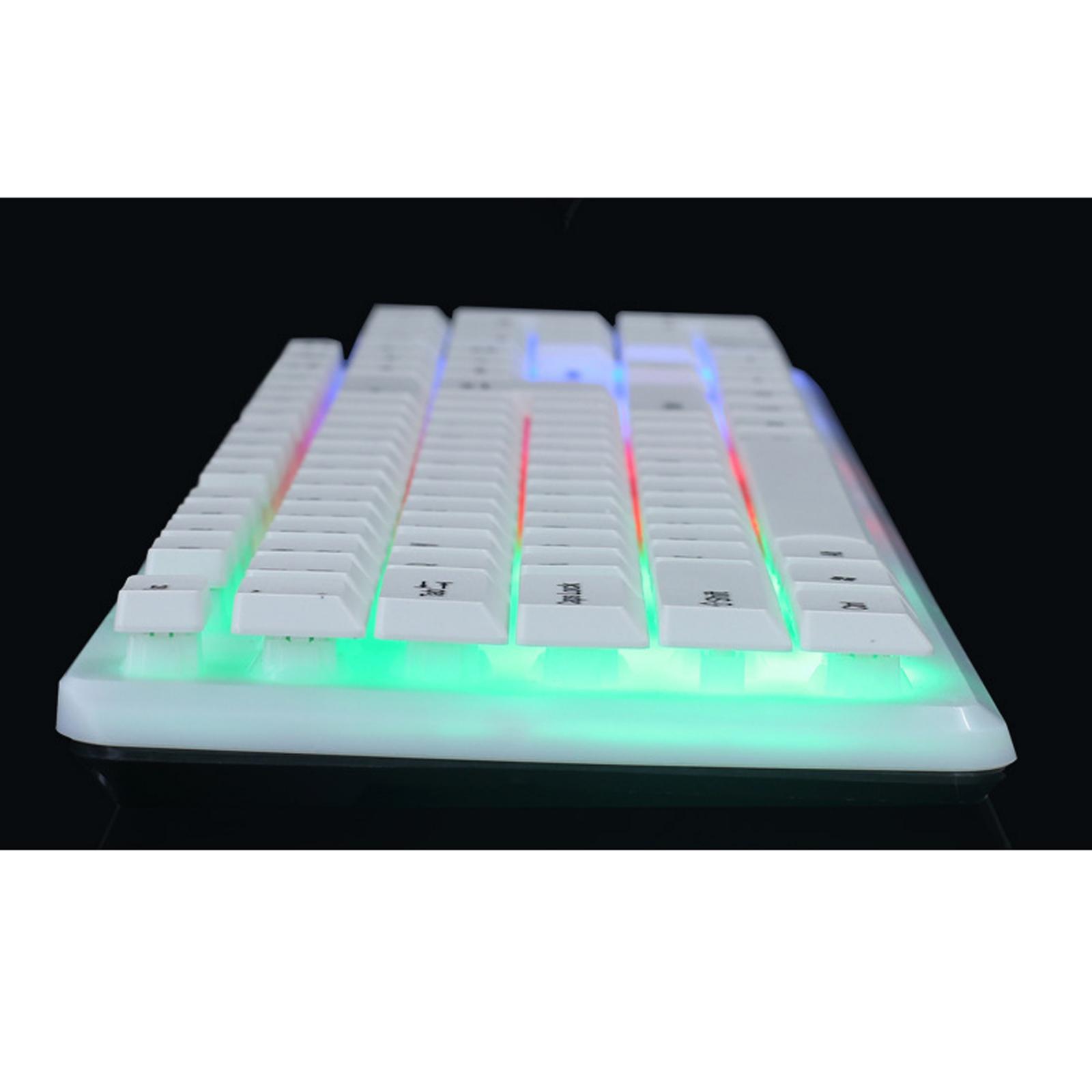 Gamer Wired Keyboard USB Mouse Set for Laptop Pc, 7-Color Breathing Backlit Mouse, US English Layout