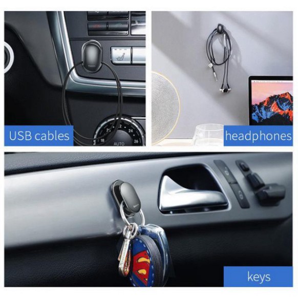 Set 4 Móc Treo Đồ Đa Năng Sử Dụng Trên Xe Hơi, Văn Phòng, Nhà Riêng Tiện Dụng - Hàng Chính Hãng Baseus
