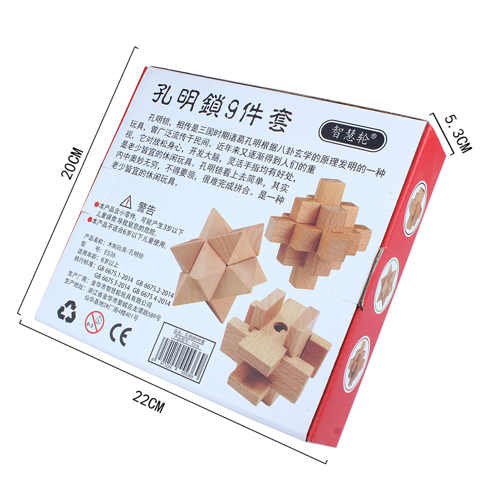 Set quà tặng 9 khóa gỗ Luban giải đố IQ phát triển trí thông minh rèn luyện tư duy logic và giải quyết vấn đề
