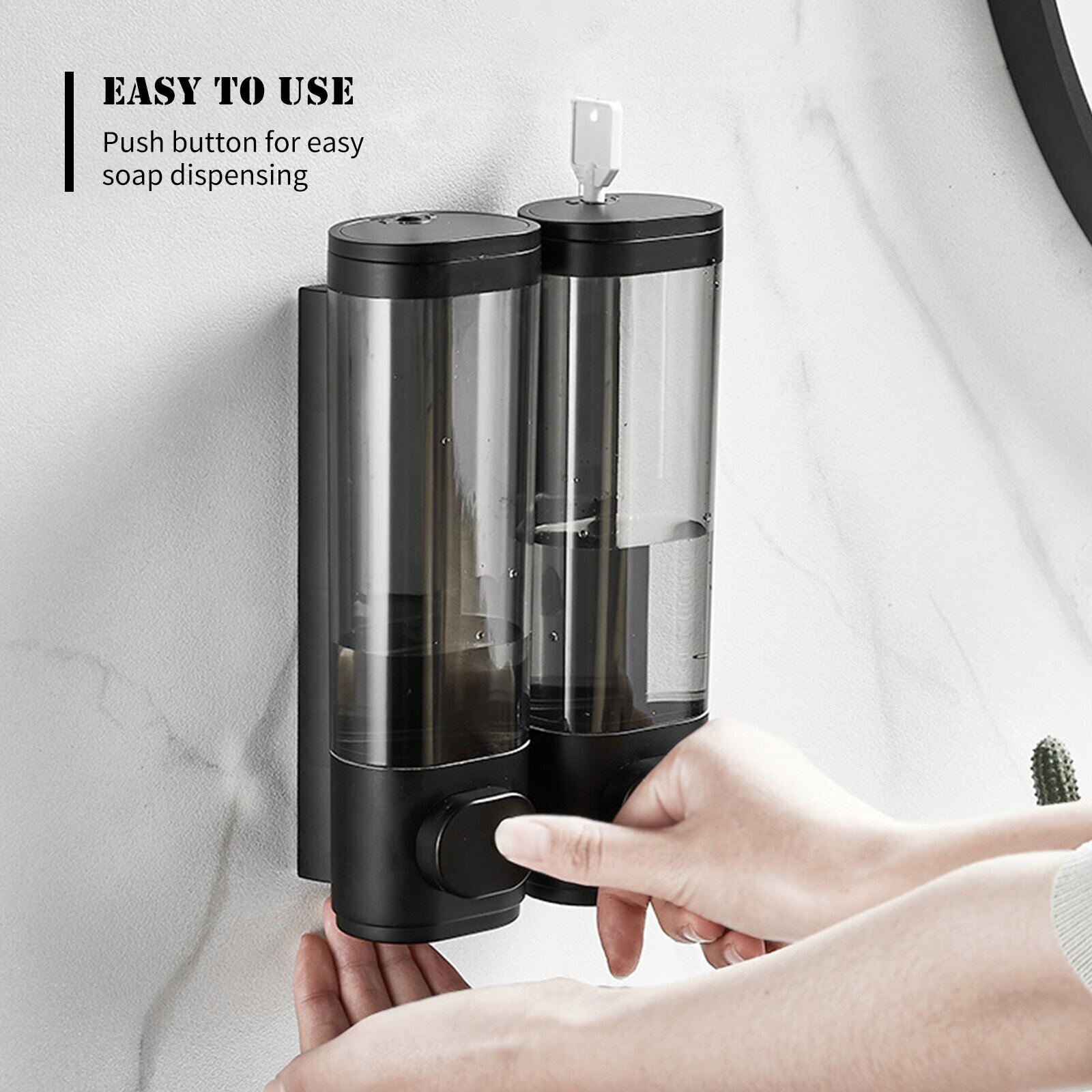 Bộ 2 Hộp Đựng Xà Phòng Gắng Tường Bathroom Shower Dispenser Black
