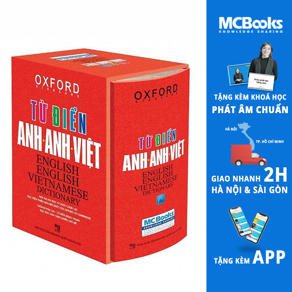 Từ điển Anh Việt bìa đỏ cứng Tái bản mới nhất - Sách học từ vựng Tiếng Anh Học nhanh Nhớ lâu Giấy nhớ PS