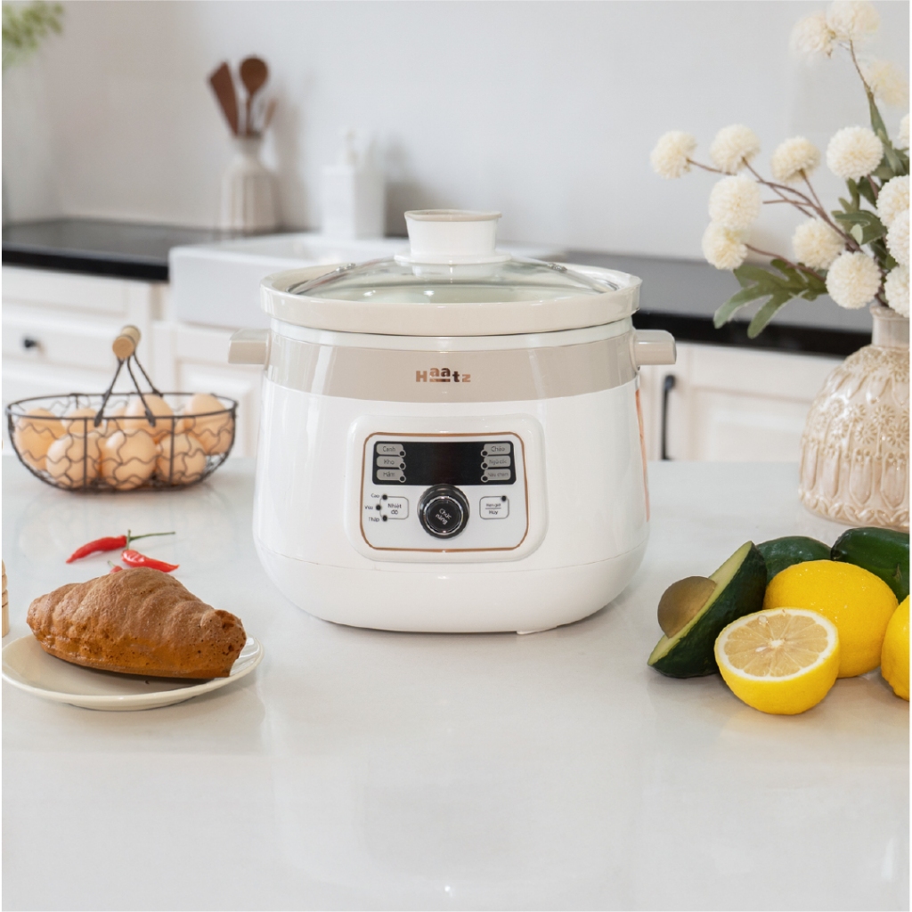 Nồi Nấu Chậm Lòng Gốm HAATZ CIM361 Đa Năng, Dung Tích 3L - 1000W - Hàng Chính Hãng Bảo Hành 2 Năm