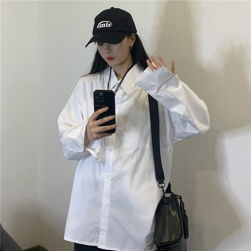 Áo sơ mi nam nữ tay dài form rộng unisex màu trắng - đen cotton Yinxx ASM03