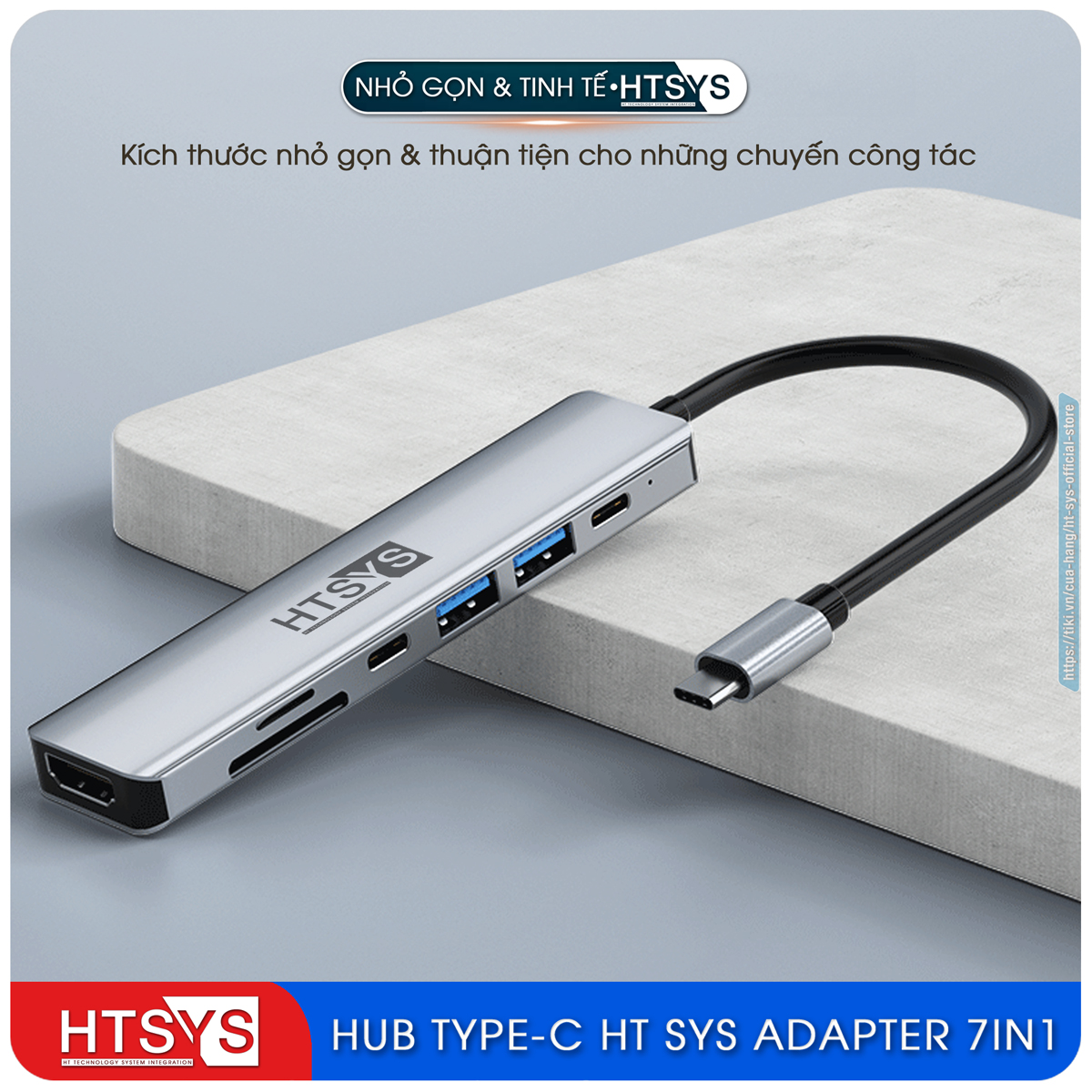 Hub Chuyển Đổi USB Type C HT SYS 7 in 1 To HDMI, USB 3.0, SD, TF, USB-C, PD 100W - Hàng Chính Hãng