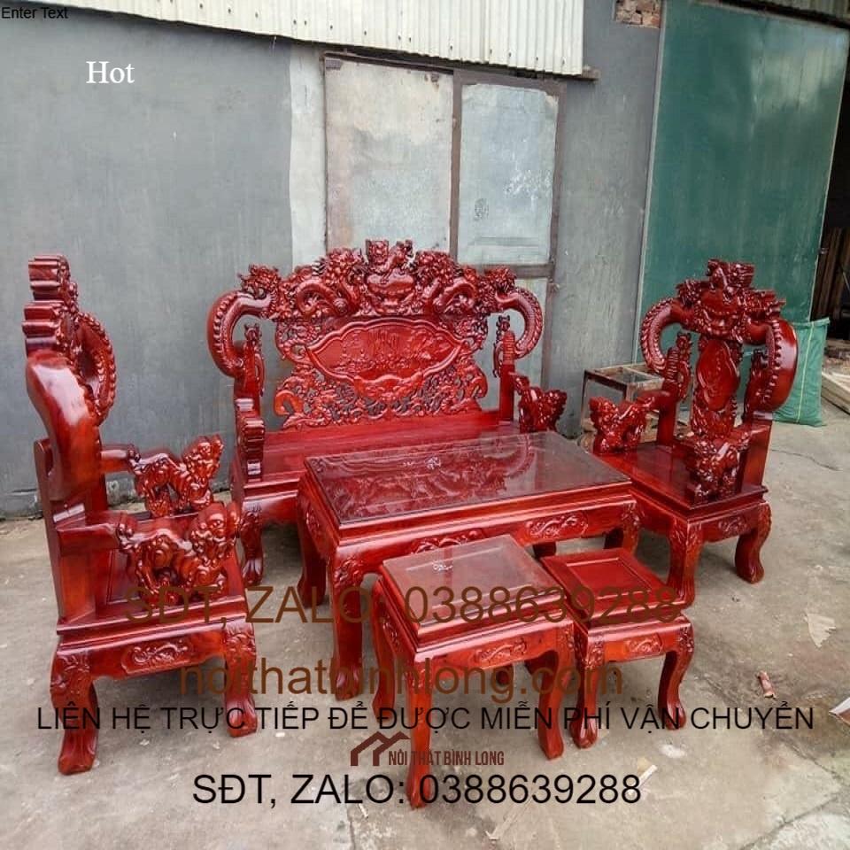 Bộ Bàn Ghế Rồng Khuỳnh Nghê Đỉnh Gỗ Xà Cừ