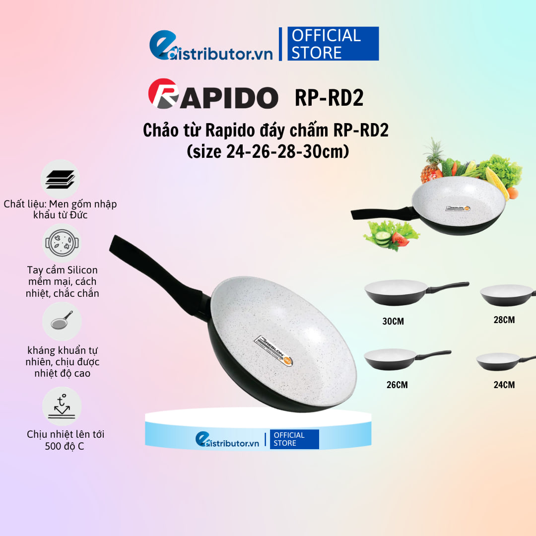 Chảo từ Rapido đáy chấm RP-RD2 dùng cho mọi loại bếp - (24-26-28-30cm) - HÀNG CHÍNH HÃNG