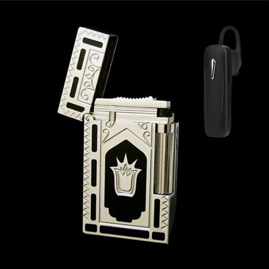 Combo Hộp Quẹt Bật Lửa Ga Đá Họa Tiêt Vương Miệng + Tai Nghe Nhét Tai Bluetooth