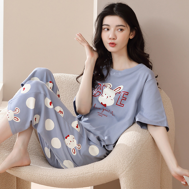 Bộ mặc nhà cotton tay ngắn quần lỡ 6101