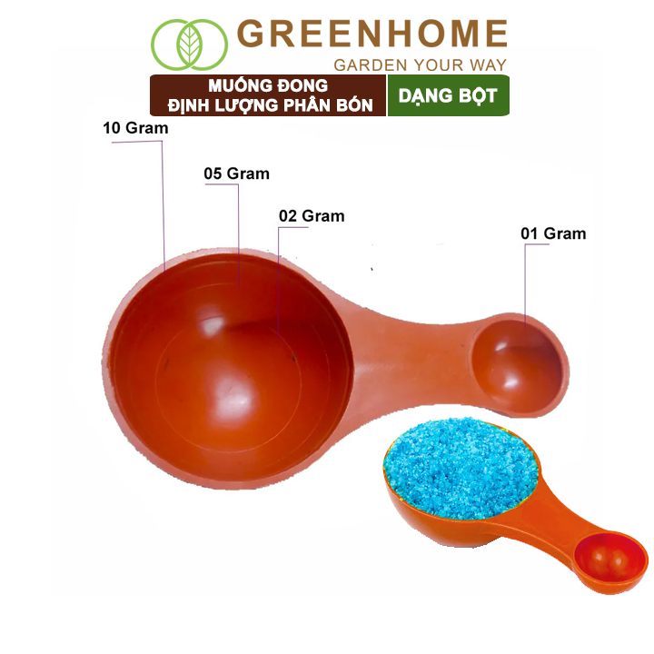 Muỗng Đong Định Lượng Greenhome, 2 Đầu, Chia Vạch Sẵn, Tiện Lợi, Đong Phân Bón Dạng Bột, Gia Vị