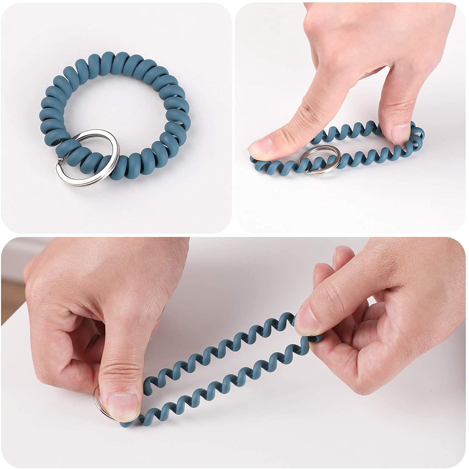 6PCS Cổ tay đeo tay có thể kéo dài cổ tay, lò xo cuộn dây đeo cổ tay vòng đeo tay