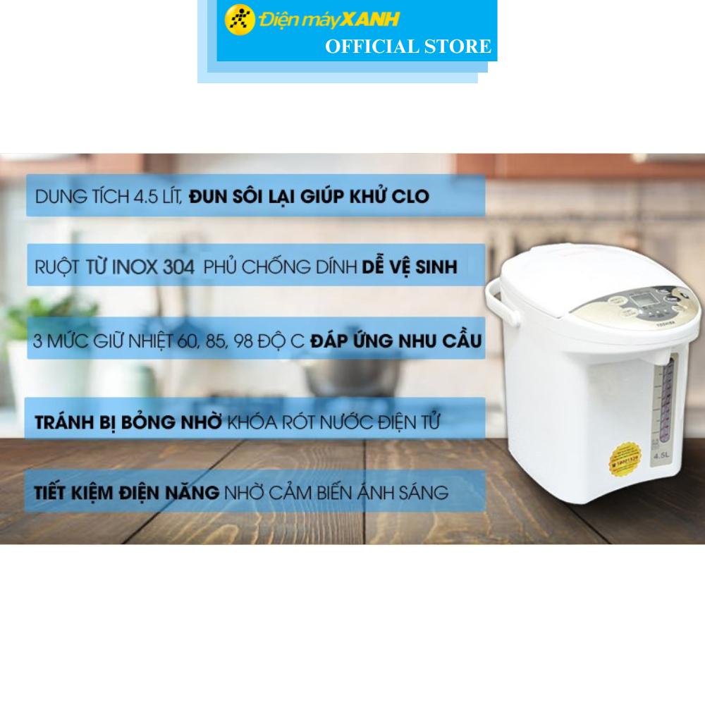 Bình thủy điện Toshiba PLK-45SF(WT)VN 4.5 lít - Hàng Chính Hãng