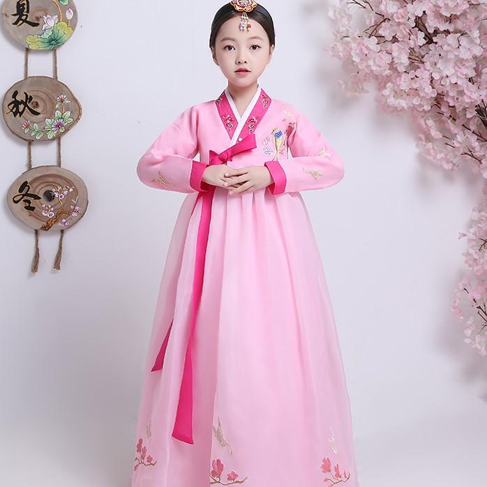 Ảnh thật-S11. Hanbok thêu hoa cho bé gái