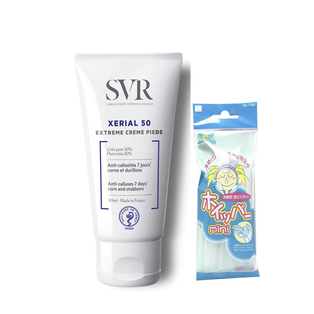 Kem dưỡng da làm giảm vết chai ở bàn chân, bàn tay và khuỷu tay SVR XERIAL 50 Extreme Creme Pieds 50ml + Tặng Kèm 1 túi lưới rửa mặt tạo bọt