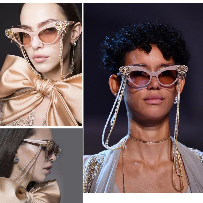 Dây chuyền đeo kính mắt 3 lớp layer phối chuỗi ngọc trai sang chảnh phụ kiện kính hot hit trend Âu Mỹ xu hướng thời trang mới