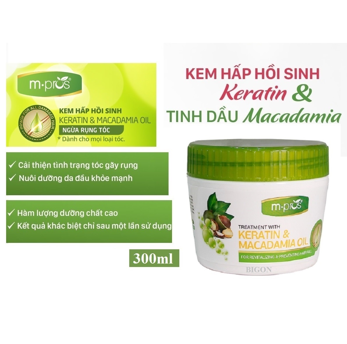 Hấp dầu M.Pros Macadamia Oil phục hồi tóc hư tổn, ngừa rụng tóc, siêu mượt 300ml