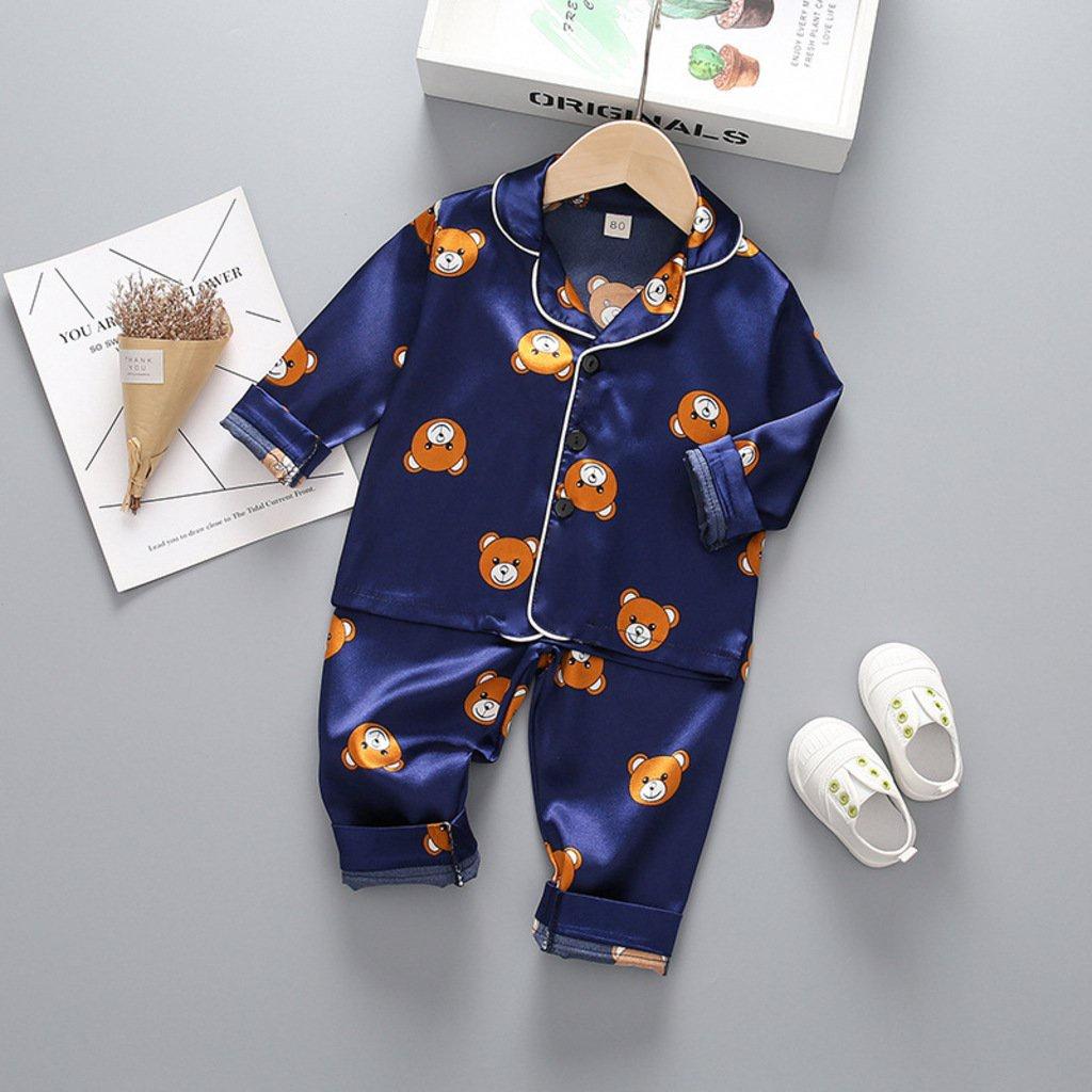 Quần Áo Trẻ Em In Hình Gấu Cute Bộ Đồ Ngủ Pijama Cho Bé Trai Bé Gái Dài Tay Thoáng Mát Size Từ 7-28kg SÂU SHOP