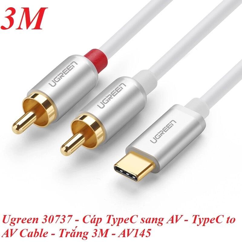 Ugreen UG30737AV145TK 3M màu trắng Dây chuyển đổi USB-C sang 2RCA có chipset - HÀNG CHÍNH HÃNG