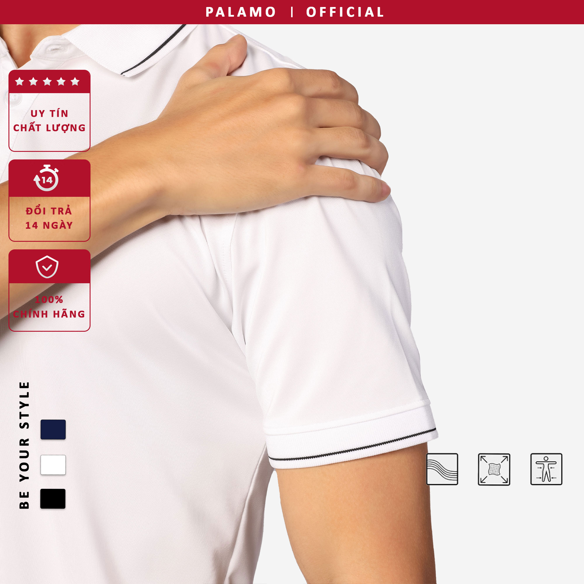 Áo thun polo nam Palamo classic coolmax regular fit / đen