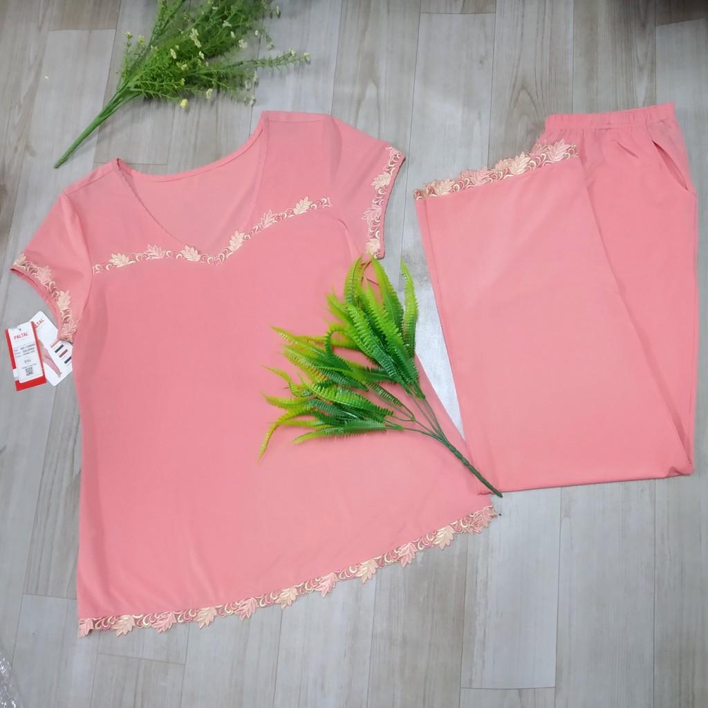 Bộ quần áo nữ ngủ mặc nhà cộc tay, quần dài thun lạnh Paltal 130655