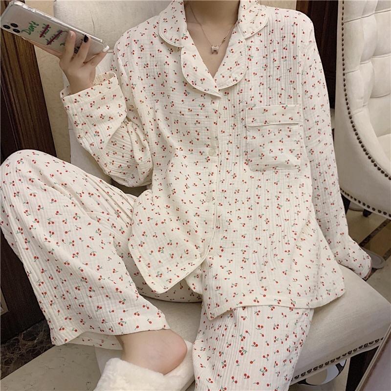 Bộ ngủ / mặc nhà Cherry Pyjamas dài 3 màu