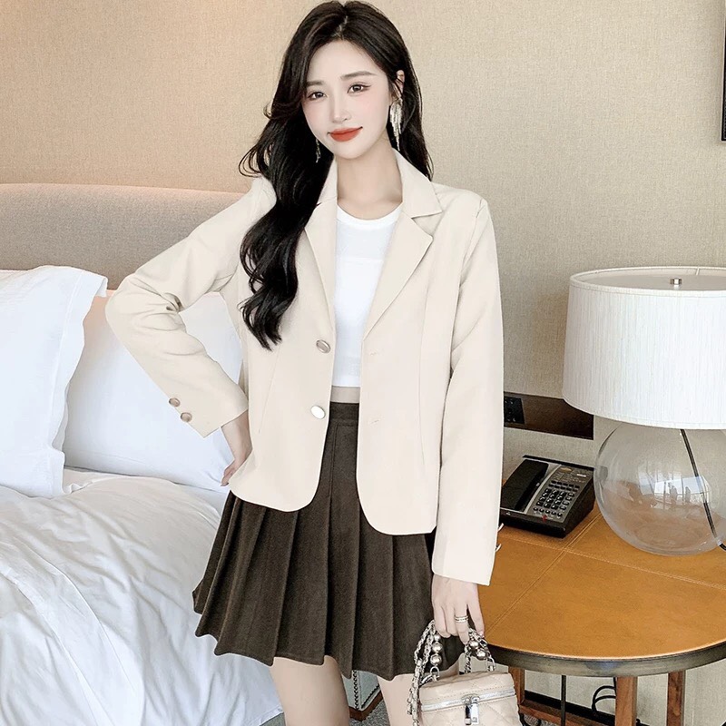 Áo blazer nữ dáng ngắn 2 lớp cao cấp Áo khoác vest công sở hàn quốc mùa thu đông thiết kế dáng croptop mặc đi làm đi chơi dạo phố